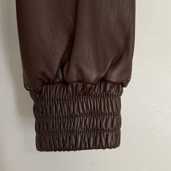 Soft & Comfy Leather Bomber Jacket with Faux Fur - Picture 7 of 9